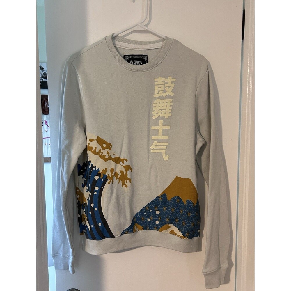 Blind Rooster Asian Design Wave Print Sweatshirt Retails Size Small
